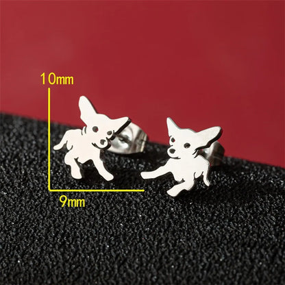 1 Pair Cute Basic Classic Style Dog Lion Cat Polishing Plating 304 Stainless Steel 18K Gold Plated Ear Studs