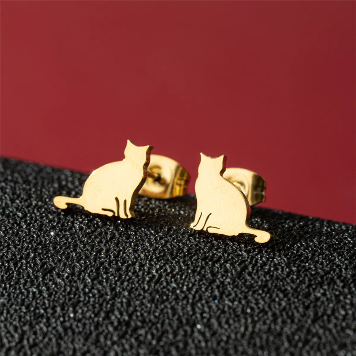 1 Pair Cute Basic Classic Style Dog Lion Cat Polishing Plating 304 Stainless Steel 18K Gold Plated Ear Studs