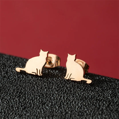 1 Pair Cute Basic Classic Style Dog Lion Cat Polishing Plating 304 Stainless Steel 18K Gold Plated Ear Studs