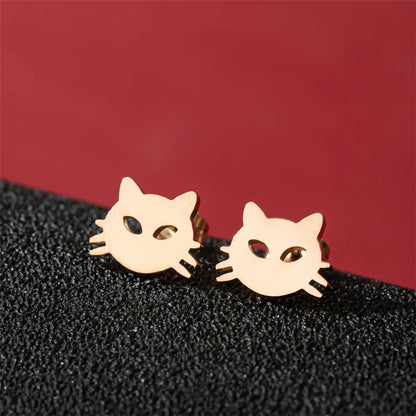 1 Pair Cute Basic Classic Style Dog Lion Cat Polishing Plating 304 Stainless Steel 18K Gold Plated Ear Studs