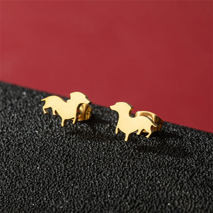 1 Pair Cute Basic Classic Style Dog Lion Cat Polishing Plating 304 Stainless Steel 18K Gold Plated Ear Studs