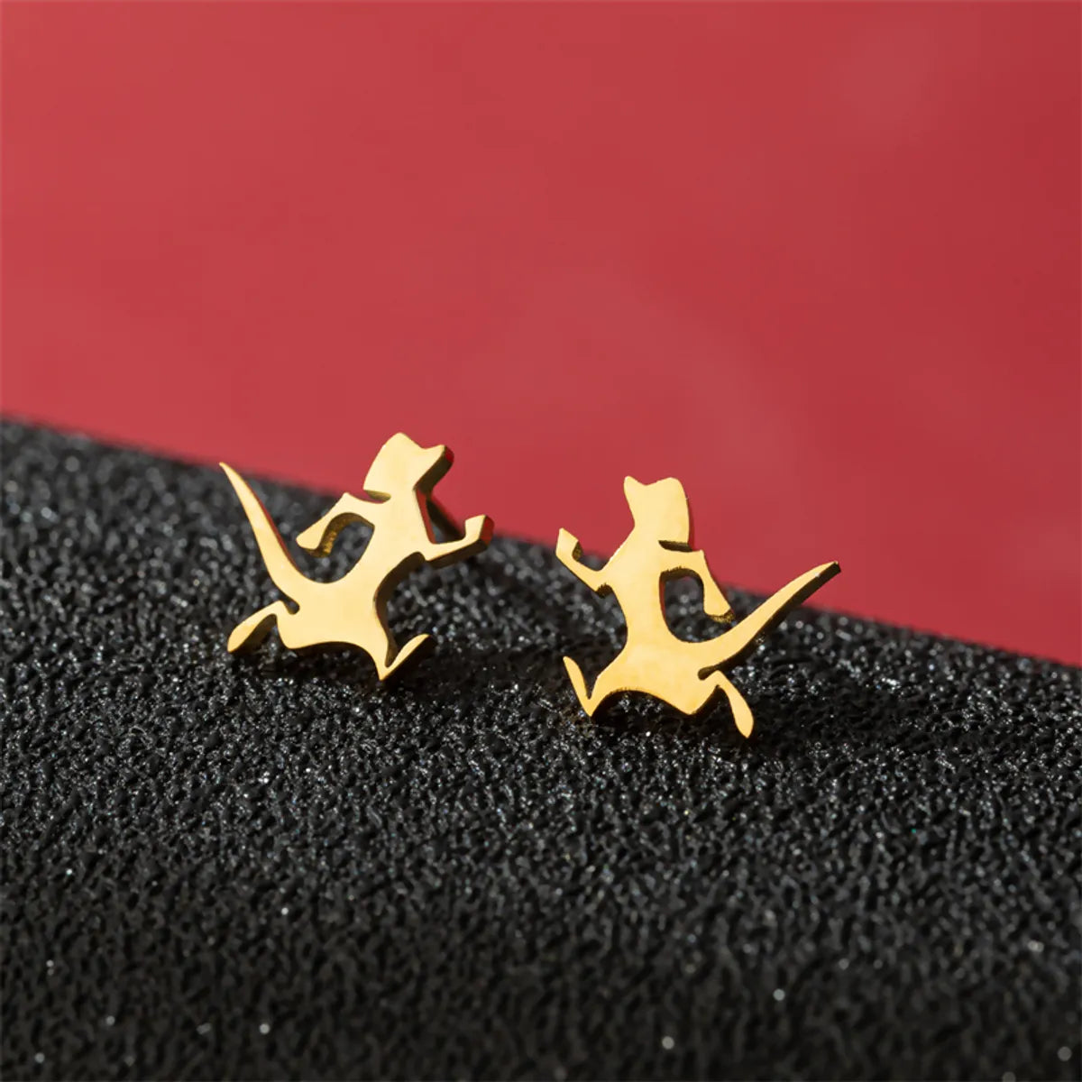 1 Pair Cute Basic Classic Style Dog Lion Cat Polishing Plating 304 Stainless Steel 18K Gold Plated Ear Studs