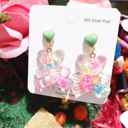 1 Pair Cute Bear Epoxy Resin Drop Earrings