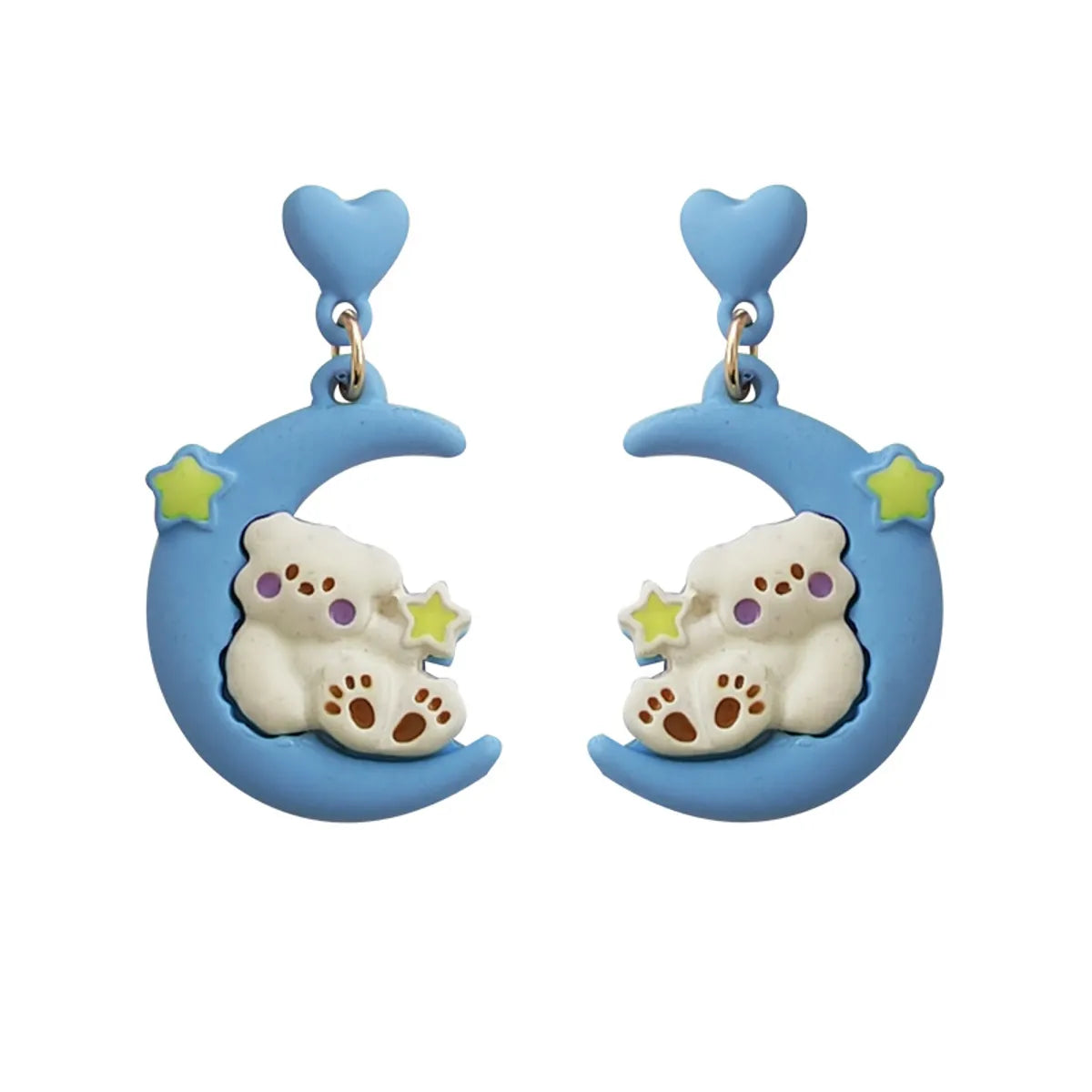 1 Pair Cute Bear Patchwork Alloy Drop Earrings