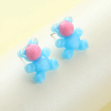 1 Pair Cute Bear Plastic Ear Studs