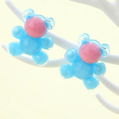 1 Pair Cute Bear Plastic Ear Studs