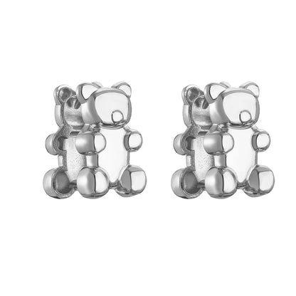 1 Pair Cute Bear Plating Copper 18k Gold Plated Ear Studs