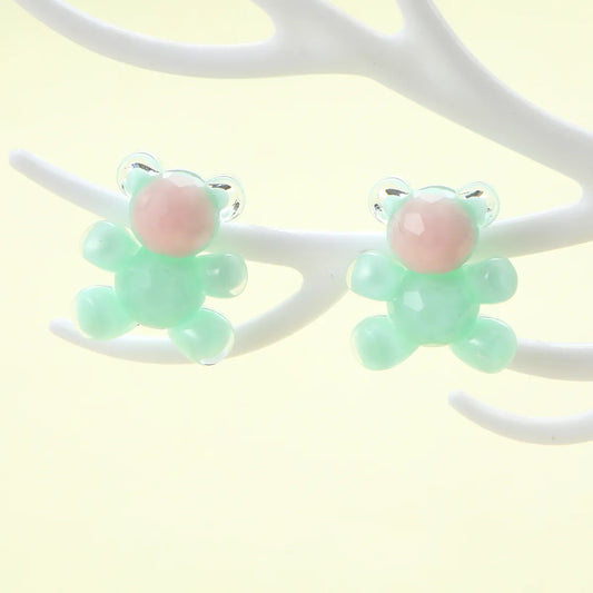 1 Pair Cute Bear Resin Ear Studs