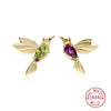 1 Pair Cute Bird Plating Inlay Sterling Silver Artificial Gemstones Ear Studs