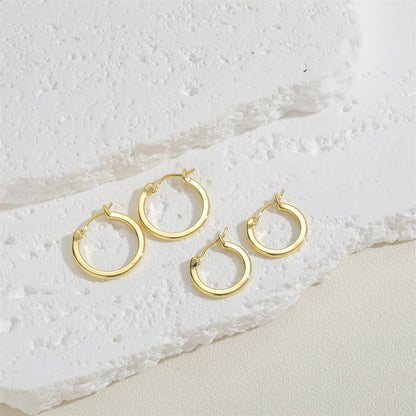 1 Pair Cute Bridal Simple Style Solid Color Plating Metal Inlay Copper Zircon 14k Gold Plated Hoop Earrings