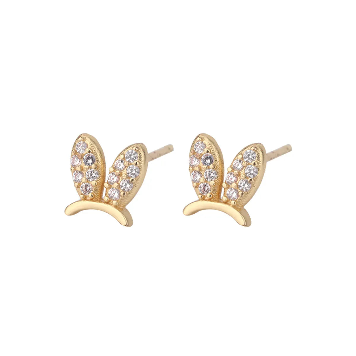 1 Pair Cute Bunny Ears Inlay Copper Zircon Ear Studs