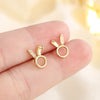 1 Pair Cute Bunny Ears Inlay Copper Zircon Ear Studs