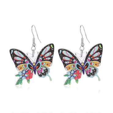 1 Pair Cute Butterfly Arylic Alloy Drop Earrings