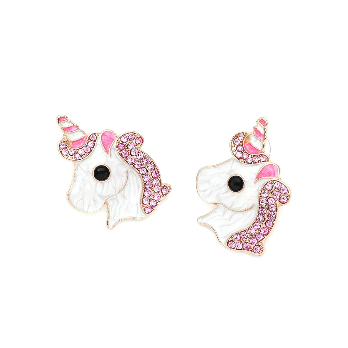 1 Pair Cute Cartoon Character Inlay Alloy Zircon Ear Studs