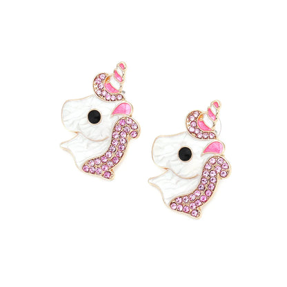 1 Pair Cute Cartoon Character Inlay Alloy Zircon Ear Studs