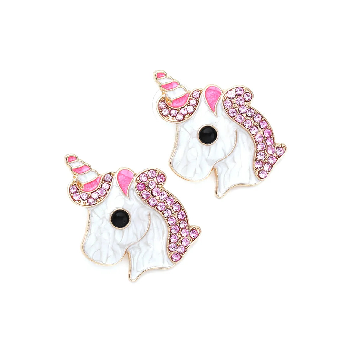 1 Pair Cute Cartoon Character Inlay Alloy Zircon Ear Studs