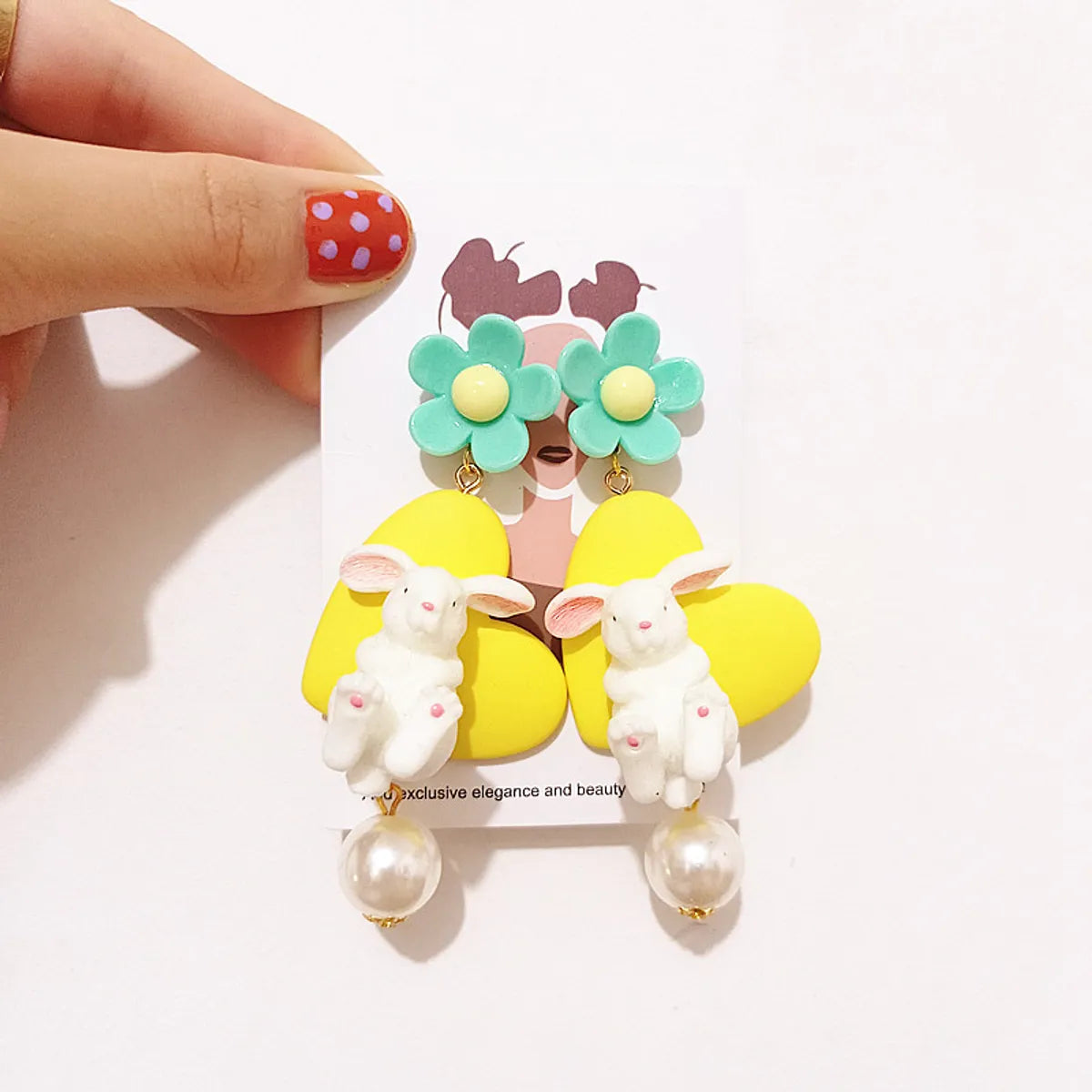 1 Pair Cute Cartoon Character Printing Plastic Resin Drop Earrings