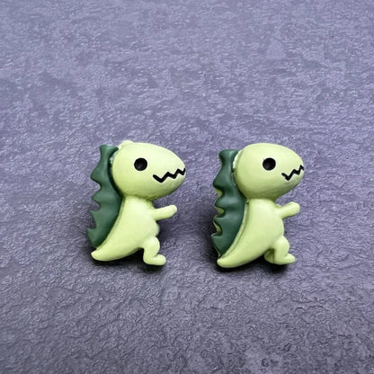 1 Pair Cute Cartoon Dinosaur Flower Resin Women'S Ear Studs