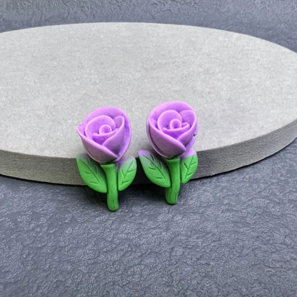 1 Pair Cute Cartoon Dinosaur Flower Resin Women'S Ear Studs