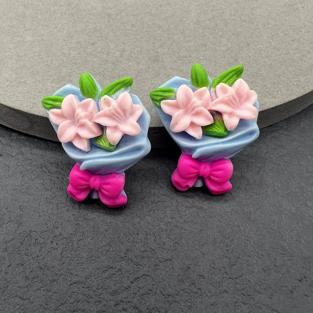 1 Pair Cute Cartoon Dinosaur Flower Resin Women'S Ear Studs