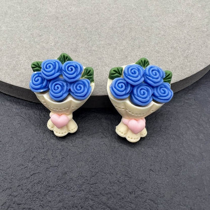 1 Pair Cute Cartoon Dinosaur Flower Resin Women'S Ear Studs