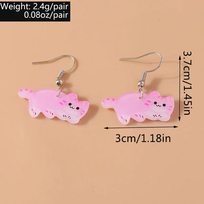 1 Pair Cute Cat Alloy Plastic Drop Earrings