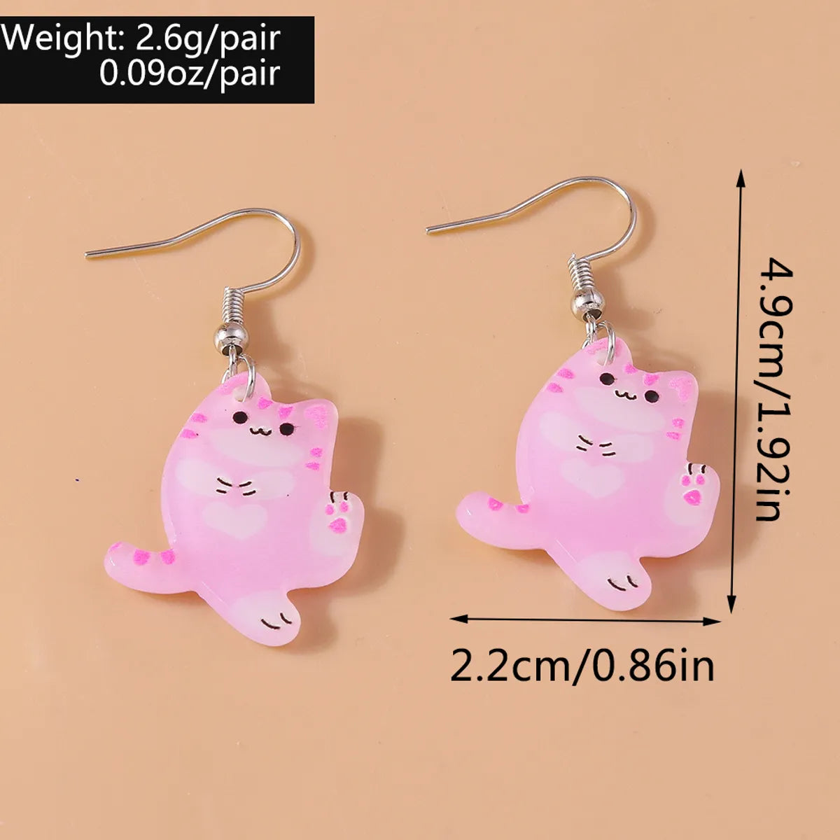 1 Pair Cute Cat Alloy Plastic Drop Earrings