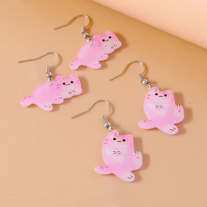 1 Pair Cute Cat Alloy Plastic Drop Earrings