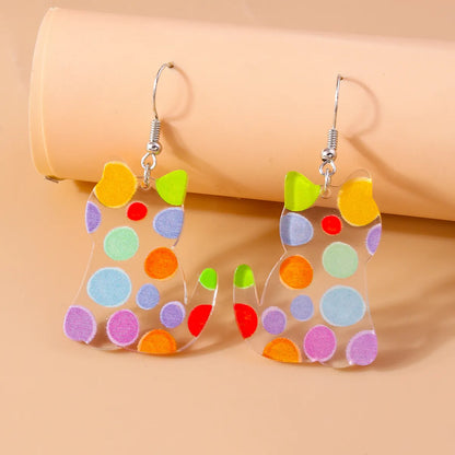 1 Pair Cute Cat Alloy Plastic Drop Earrings