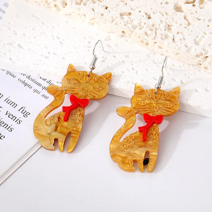 1 Pair Cute Cat Arylic Resin Drop Earrings