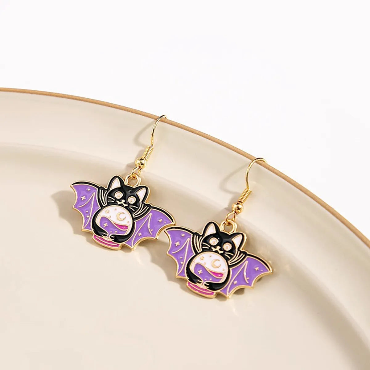 1 Pair Cute Cat Enamel Alloy Drop Earrings