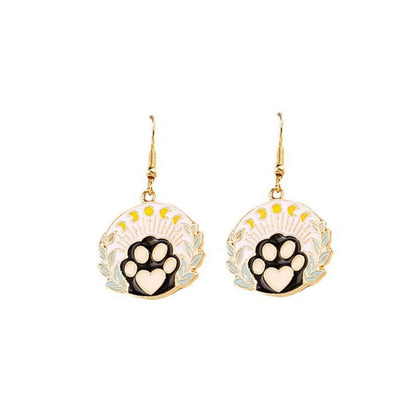 1 Pair Cute Cat Enamel Alloy Drop Earrings