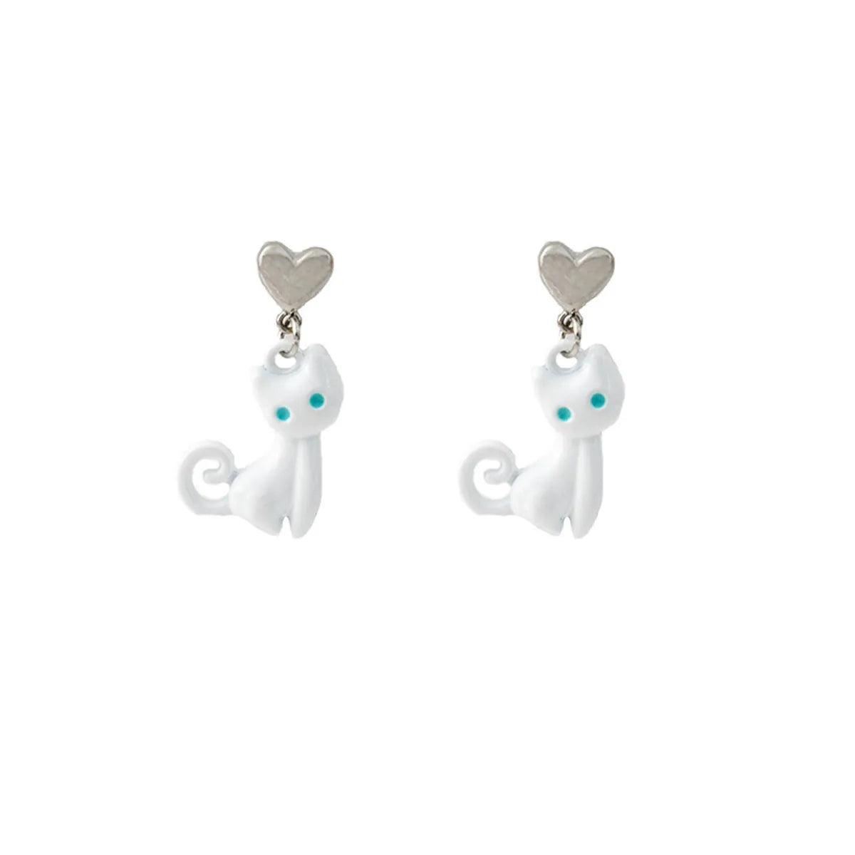 1 Pair Cute Cat Enamel Plating Alloy Drop Earrings