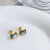 1 Pair Cute Cat Inlay Titanium Steel Shell Ear Studs