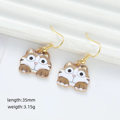 1 Pair Cute Cat Synthetic Resin Alloy Drop Earrings