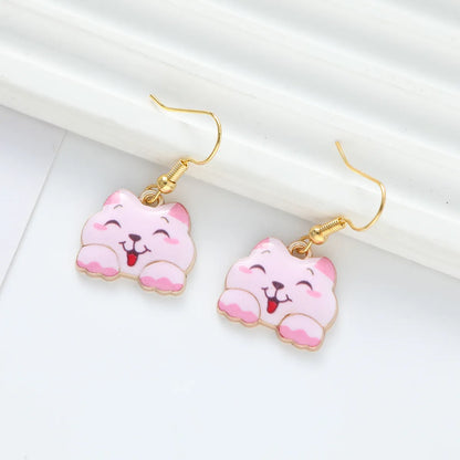 1 Pair Cute Cat Synthetic Resin Alloy Drop Earrings