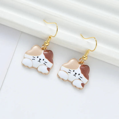 1 Pair Cute Cat Synthetic Resin Alloy Drop Earrings