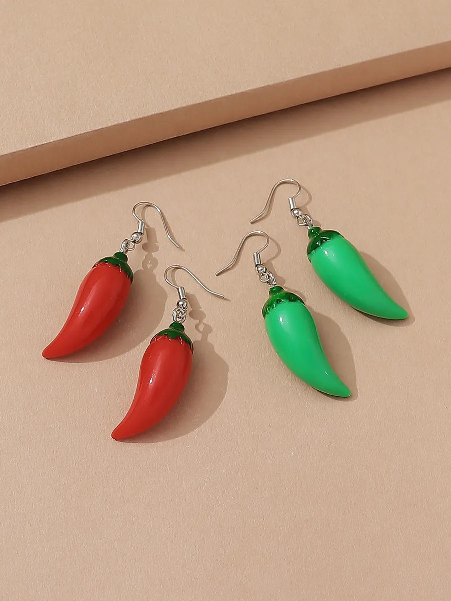 1 Pair Cute Chili Epoxy Synthetic Resin Drop Earrings