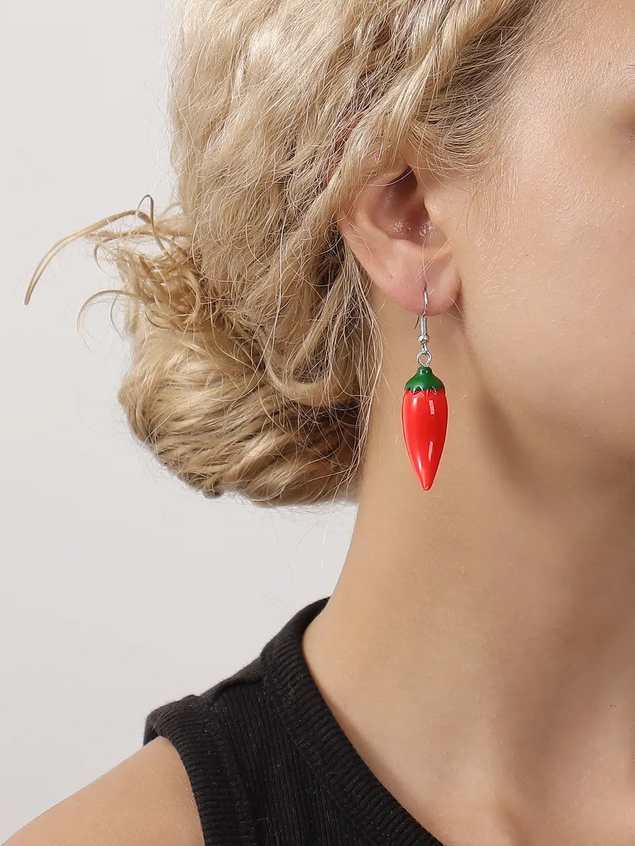 1 Pair Cute Chili Epoxy Synthetic Resin Drop Earrings