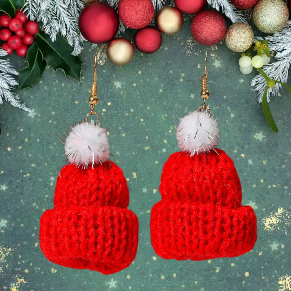 1 Pair Cute Christmas Christmas Hat Fabric Earrings