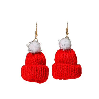 1 Pair Cute Christmas Christmas Hat Fabric Earrings