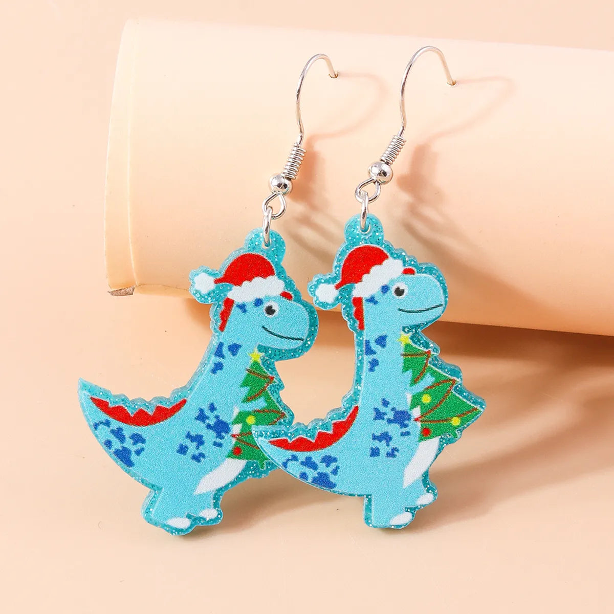 1 Pair Cute Christmas Hat Christmas Tree Dinosaur Zinc Alloy Drop Earrings