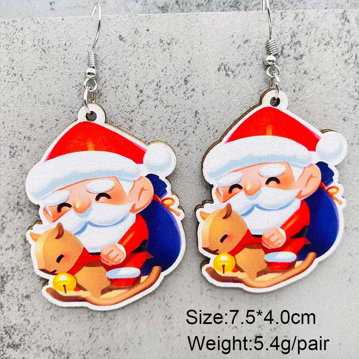 1 Pair Cute Christmas Hat Christmas Tree Santa Claus Wood Ear Hook