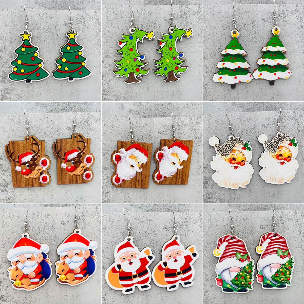 1 Pair Cute Christmas Hat Christmas Tree Santa Claus Wood Ear Hook