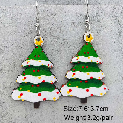 1 Pair Cute Christmas Hat Christmas Tree Santa Claus Wood Ear Hook