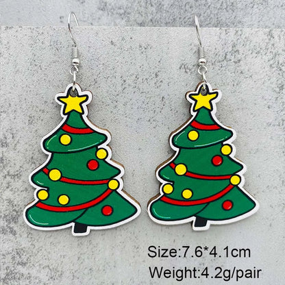 1 Pair Cute Christmas Hat Christmas Tree Santa Claus Wood Ear Hook