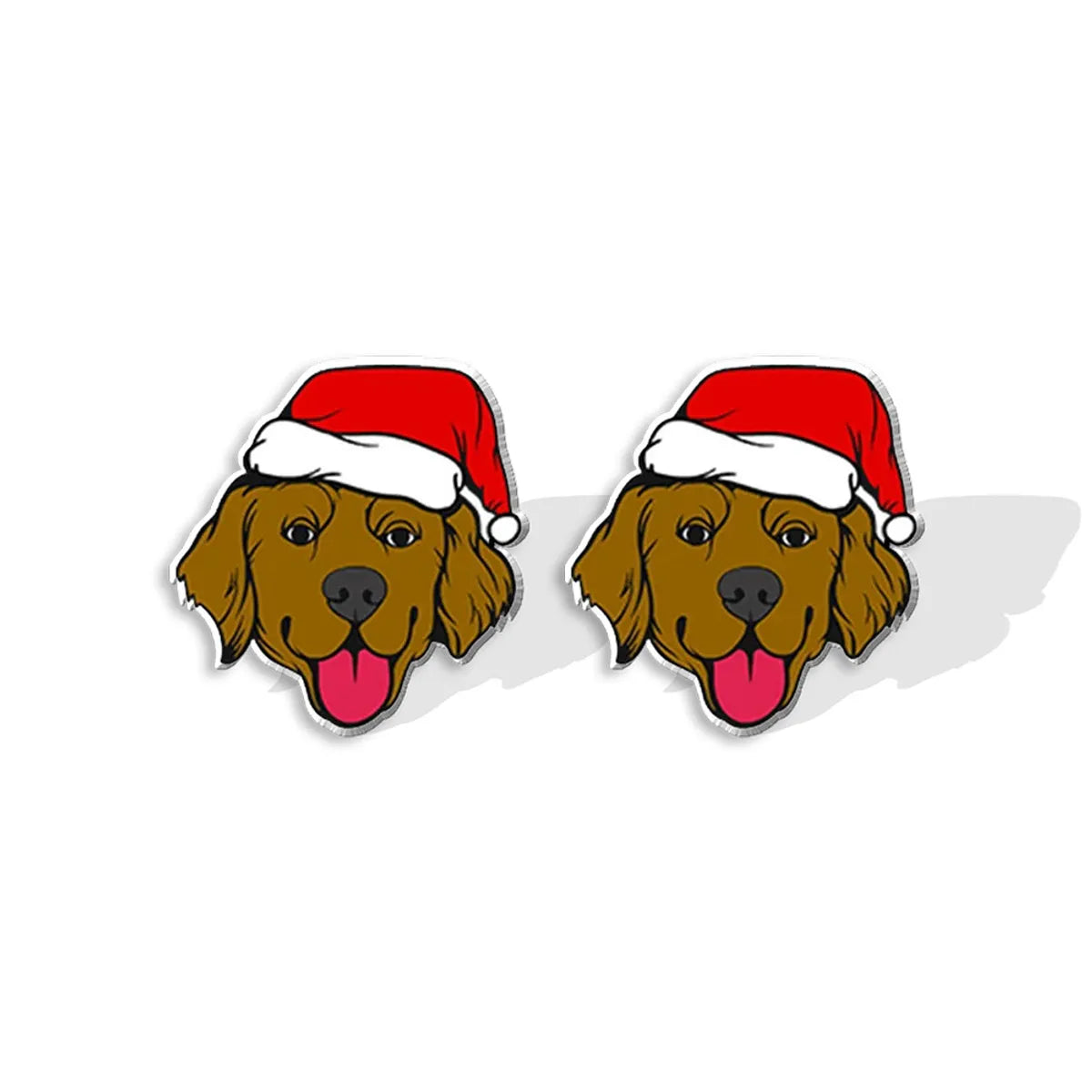 1 Pair Cute Christmas Hat Dog Cat Plastic Ear Studs