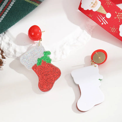 1 Pair Cute Christmas Socks Arylic Drop Earrings