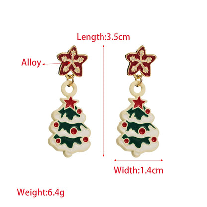 1 Pair Cute Christmas Streetwear Christmas Tree Santa Claus Christmas Socks Enamel Inlay Alloy Rhinestones Drop Earrings