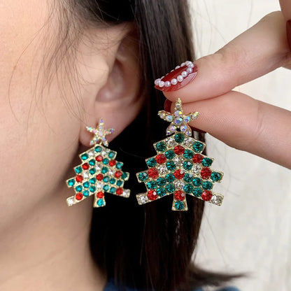 1 Pair Cute Christmas Tree Alloy Drop Earrings